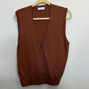 Babaton Women's V-Neck Brown Sweater Vest